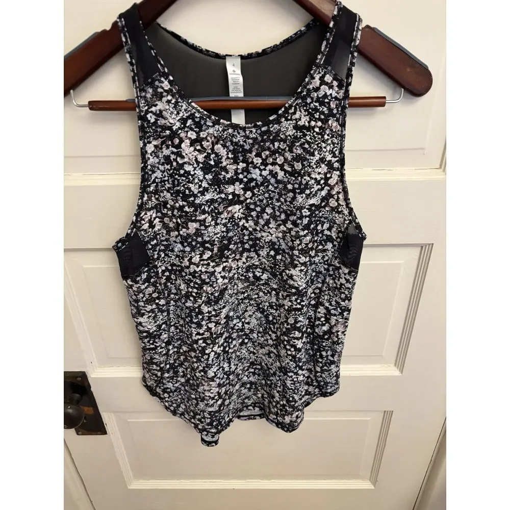 LULULEMON Women's Sculpt Tank II Black Floral Spritz Multi Mesh Panel Size 4 $58